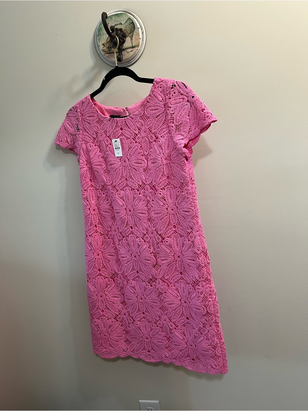 Talbots Pink Crochet Lace shift Dress Size 6 PETITE NWT